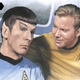 An illustration of Spock and Kirk conversing.